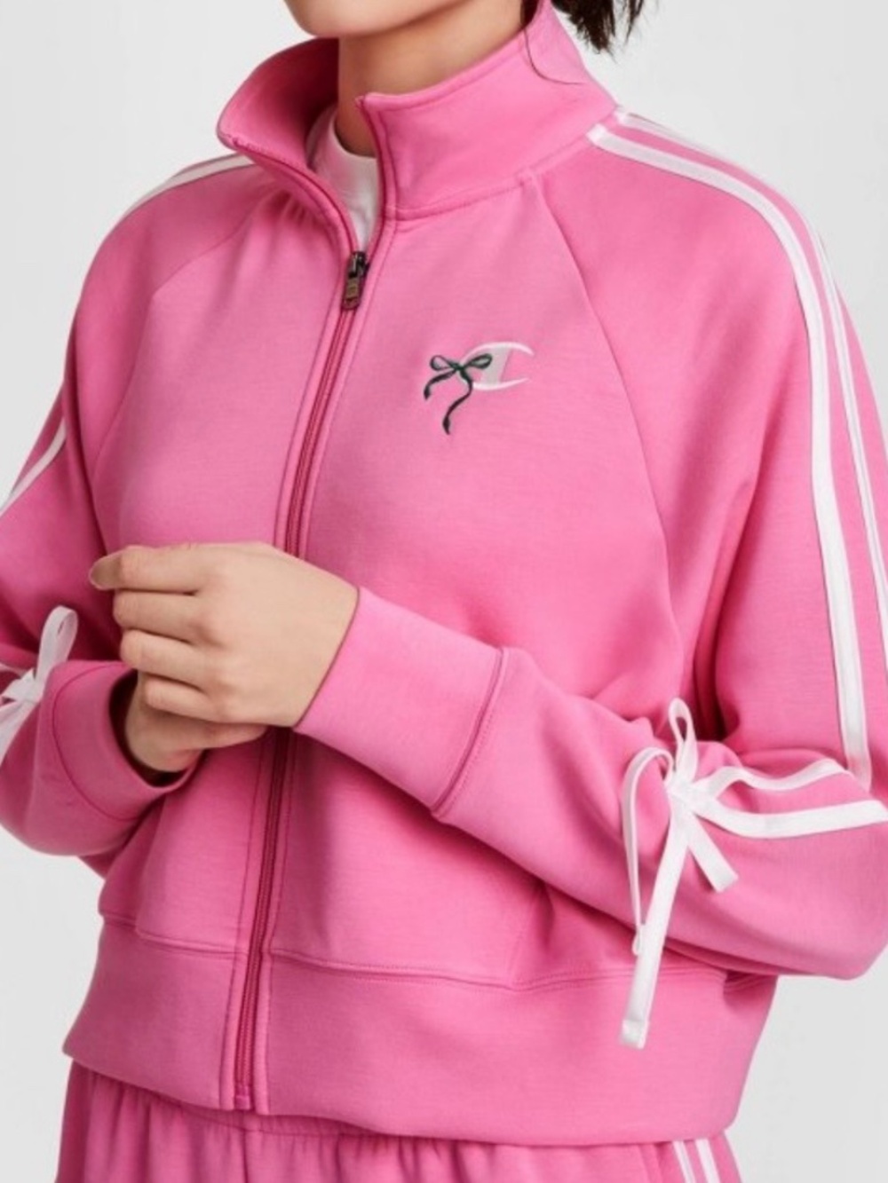 Champion Women's In the Stands Full Zip Top-Pink, Size XS